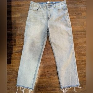Kensie Light Blue Straight Leg Jeans with Raw Hem Size 14/32